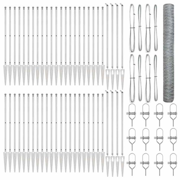 vidaXL Fence with Posts Silver 1.4 x 100 m PVC-coated steel
