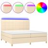 vidaXL Box Spring Bed with Mattress&LED Cream 200x200 cm Fabric