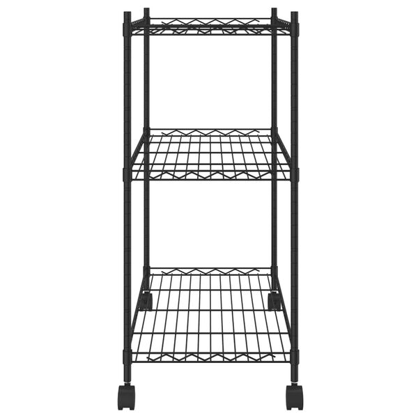 vidaXL 3-Tier Storage Rack with Wheels 60x35x81 cm Black 150 kg