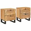 vidaXL Bedside Cabinet 2 pcs Natural 40 x 33 x 46 cm Solid Mango Wood
