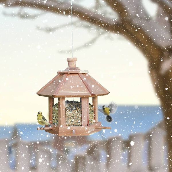 HI Hanging Bird Feeder House-shaped 26x27 cm Natural