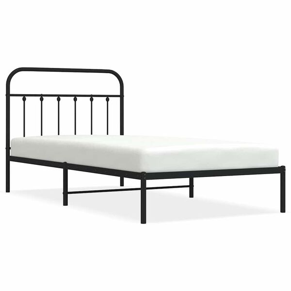 vidaXL Metal Bed Frame without Mattress with Headboard Black 100x200cm