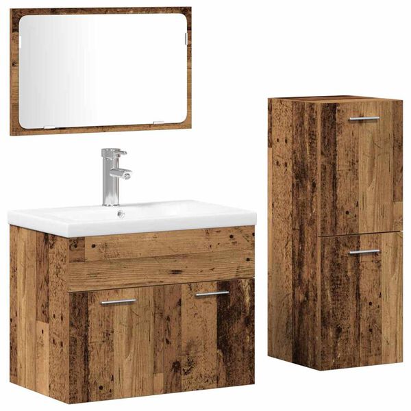 vidaXL Bathroom Furniture Set Wall-mounted 4 pcs Brown Engineered Wood