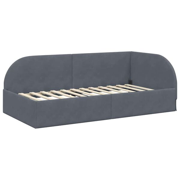 vidaXL Corner Bed Frame with Headboard Dark Grey 90 cm x 200 cm Fabric