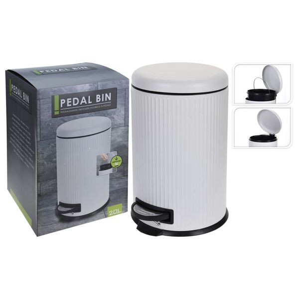 Excellent Houseware Pedal Bin with Soft-Closing Lid 20 L Matt White