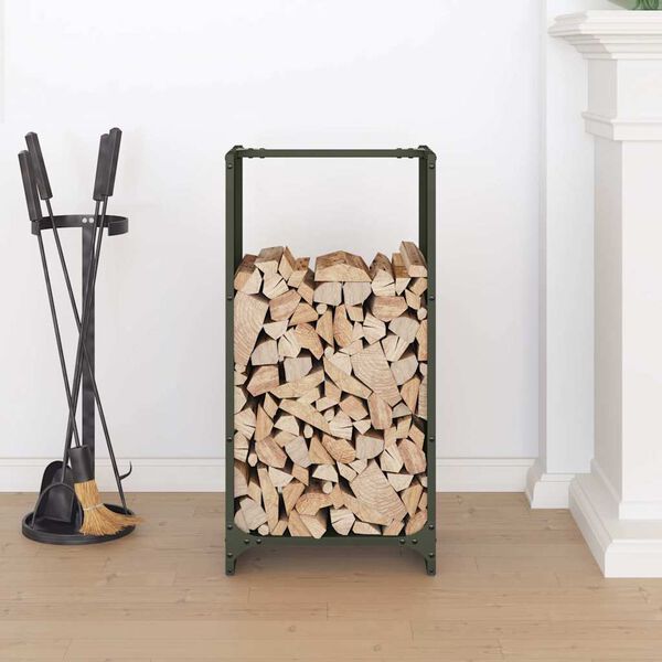 vidaXL Firewood Rack Olive Green 40x30x80 cm Cold-rolled steel