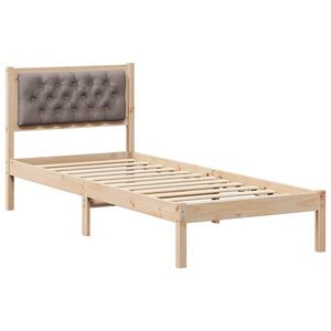 vidaXL Bed Frame with Headboard Taupe 90 x 190 cm Solid Pine Wood