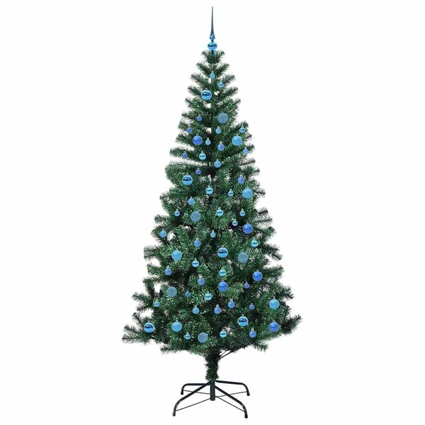 vidaXL Artificial Pre-lit Christmas Tree Green 240 cm PVC and Metal