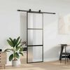 vidaXL Sliding Door with Hardware Set Black 76x205 cm Tempered Glass