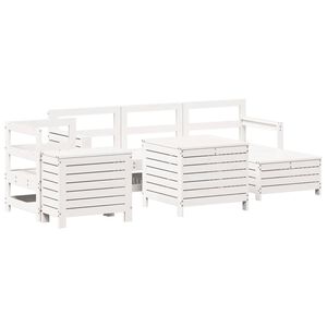 vidaXL 7 Piece Garden Sofa Set White Solid Wood Pine