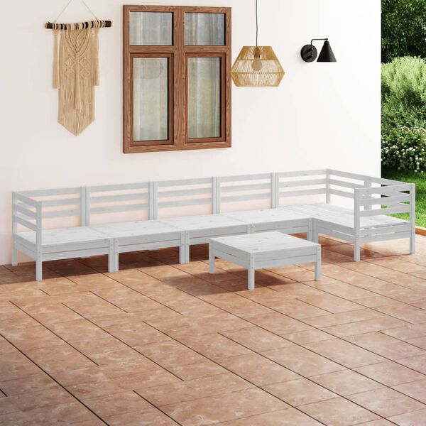 vidaXL 7 Piece Garden Lounge Set Solid Pinewood White