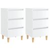vidaXL Bed Cabinets & Wood Legs 2 pcs High Gloss White 40x35x69cm