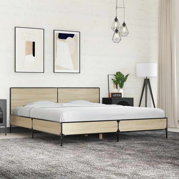 vidaXL Bed Frame without Mattress Sonoma Oak 200x200 cm