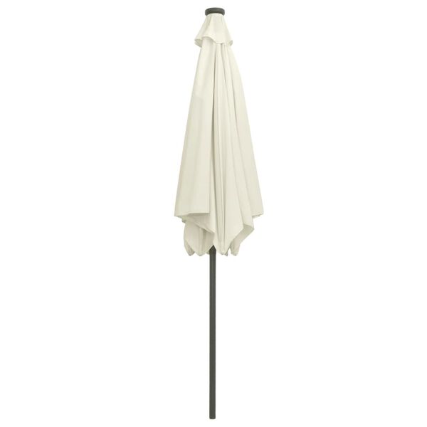 vidaXL Garden Parasol with LED Lights and Aluminium Pole 300 cm Sand White
