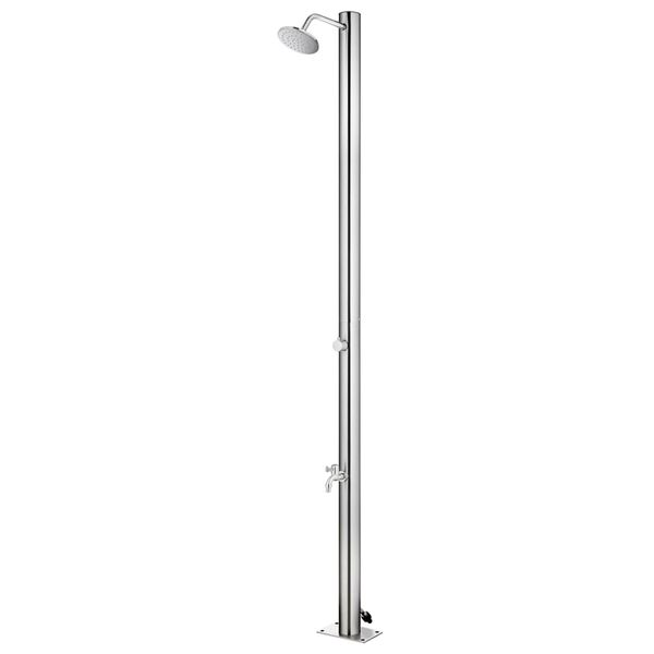 vidaXL Garden Shower with Grey Base 220 cm Stainless Steel