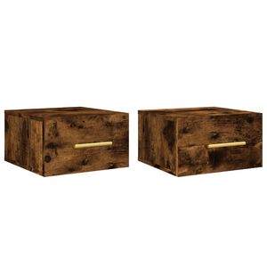 vidaXL Wall-mounted Bedside Cabinets 2 pcs Smoked Oak 35x35x20 cm