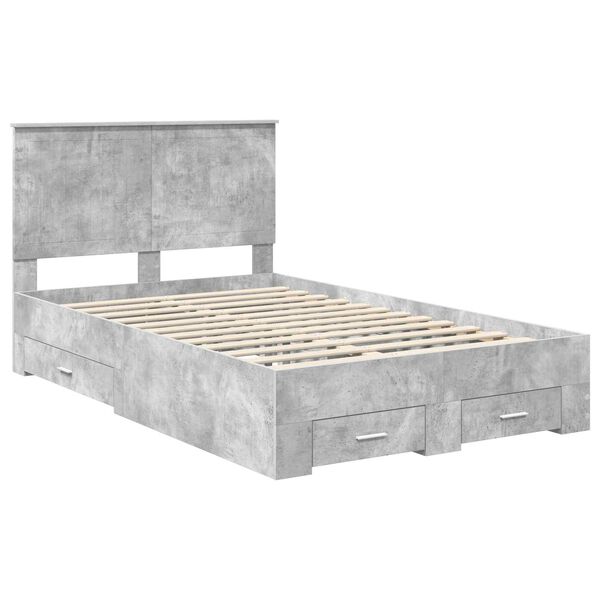 vidaXL Bed Frame Concrete Grey 120 x 200 cm Engineered Wood