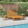 vidaXL Sun Lounger Reclining Brown Solid Acacia Wood