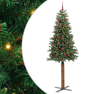 vidaXL Slim Christmas Tree Green 210 cm PVC and Solid Pine wood