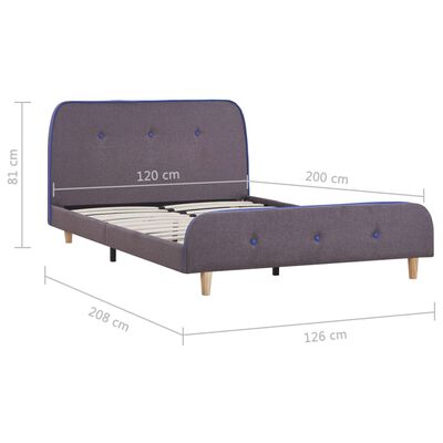vidaXL Bed Frame Taupe Fabric 120x190 cm Small Double
