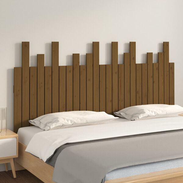 vidaXL Wall Headboard Honey Brown 159.5x3x80 cm Solid Wood Pine