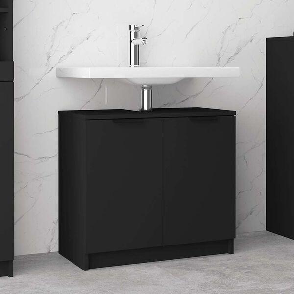 vidaXL Bathroom Cabinet Black 64.5x33.5x59 cm Engineered Wood
