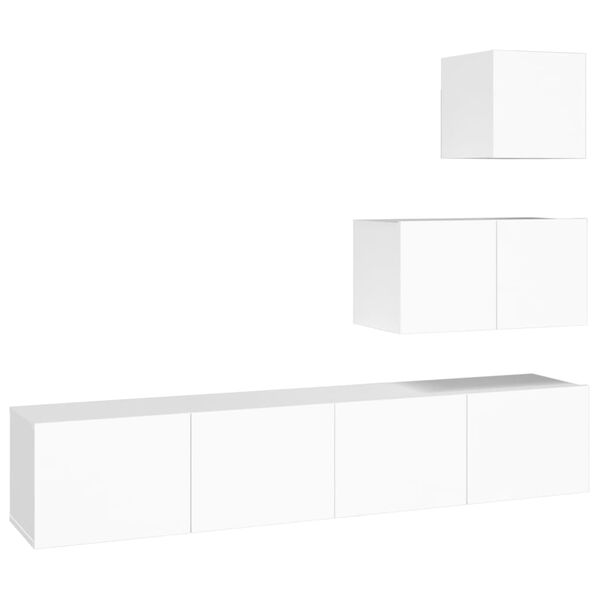vidaXL 4 Piece TV Cabinet Set White Engineered Wood