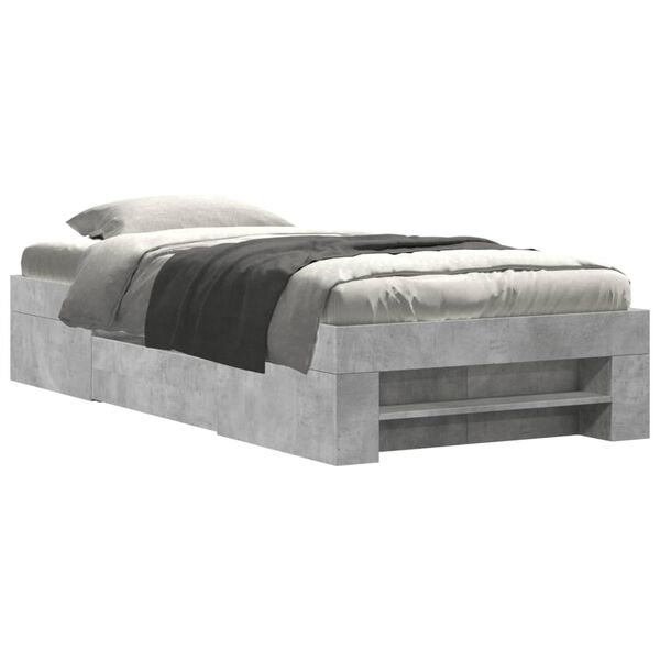 vidaXL Bed Frame without Mattress Concrete Grey 90x200cm Engineered Wood