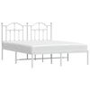 vidaXL Metal Bed Frame without Mattress with Headboard White 140x190cm