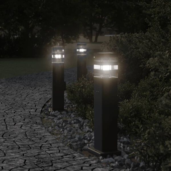 vidaXL Outdoor Floor Lamps with Outlet 3pcs Black 50 cm Aluminium