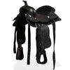 vidaXL Western Saddle, Headstall&Breast Collar Real Leather 12" Black