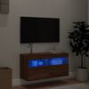 vidaXL TV Wall Cabinet with LED Lights Brown Oak 80x30x40 cm