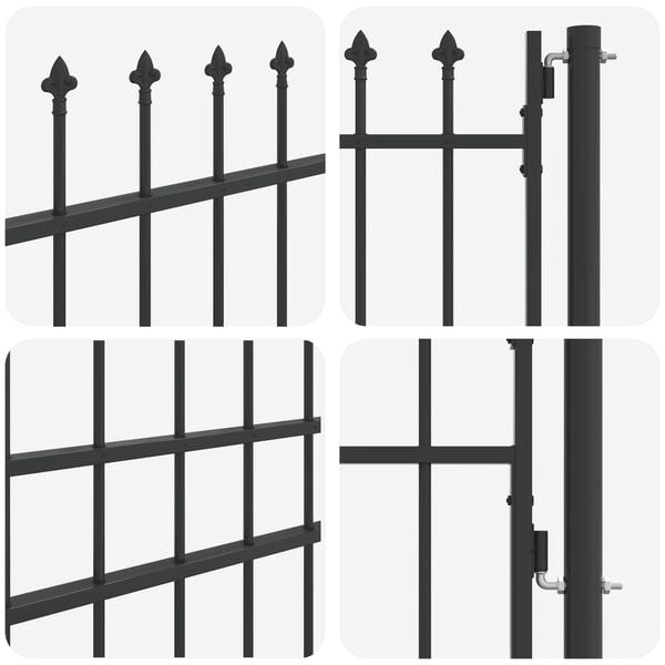 vidaXL Fence Gate with Lock Grey 103 x 225 cm Powder-Coated Steel