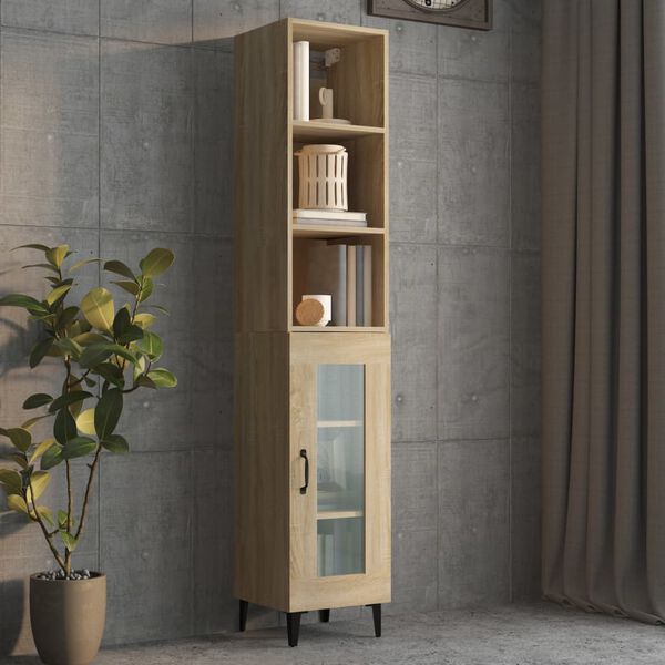 vidaXL Wall Cabinet Sonoma Oak 34.5x32.5x90 cm Engineered Wood