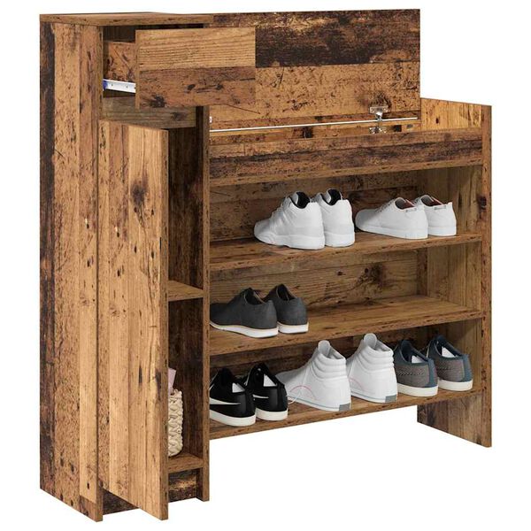 vidaXL Shoe Cabinet Old Wood 100.5 x 28 x 100 cm Engineered Wood