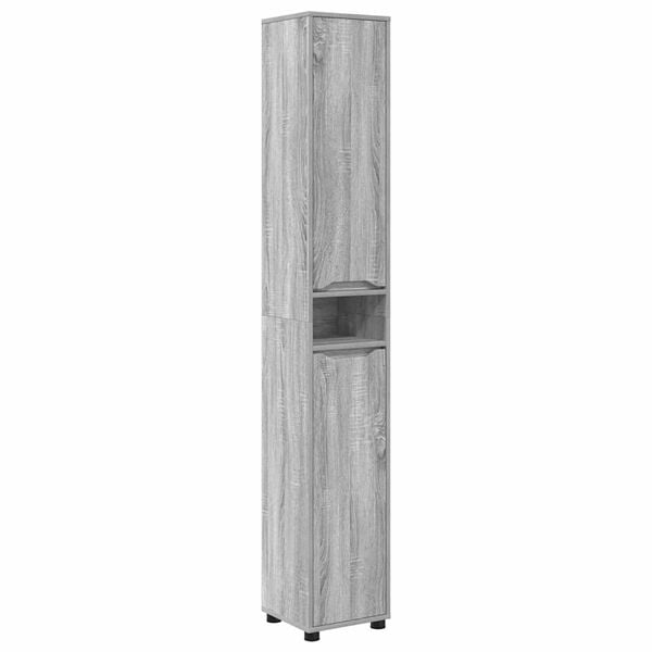 vidaXL Bathroom Cabinet Grey Sonoma 30.5 x 30 x 195 cm Engineered Wood