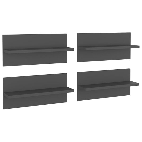 vidaXL Wall Shelf 4 pcs Grey 40x11.5x18 cm Engineered Wood
