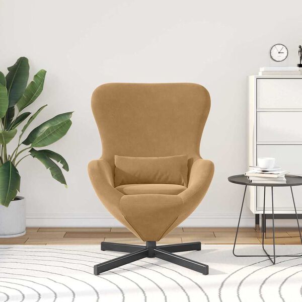 vidaXL Egg Chair Brown 63 x 73 x 90 cm Velvet