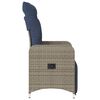 vidaXL Reclining Garden Chair with Cushions Grey Poly Rattan