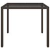 vidaXL Garden Table 90x90x75 cm Tempered Glass and Poly Rattan Brown