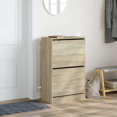 vidaXL Shoe Cabinet Sonoma Oak 60x34x96.5 cm Engineered Wood