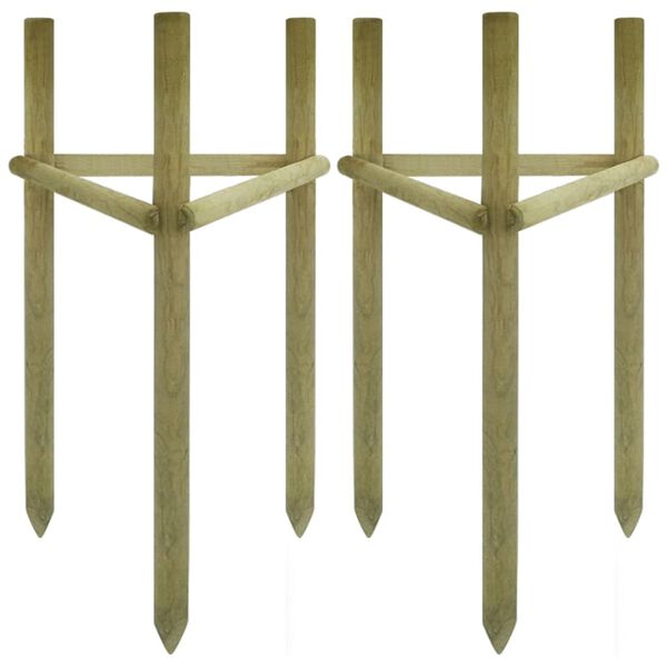 vidaXL Tree Stakes 2 pcs Impregnated Pinewood 50x45x150 cm