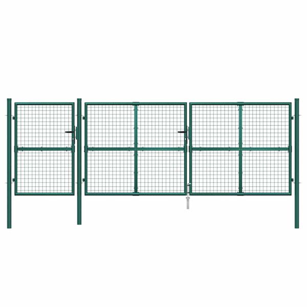 vidaXL Mesh Garden Gate Green 400x125 cm Galvanised Steel