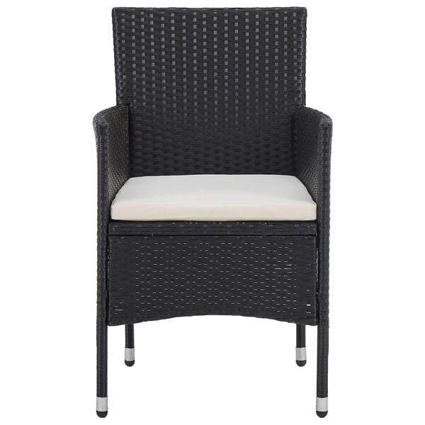 vidaXL Garden Dining Chairs 2 pcs Poly Rattan Black