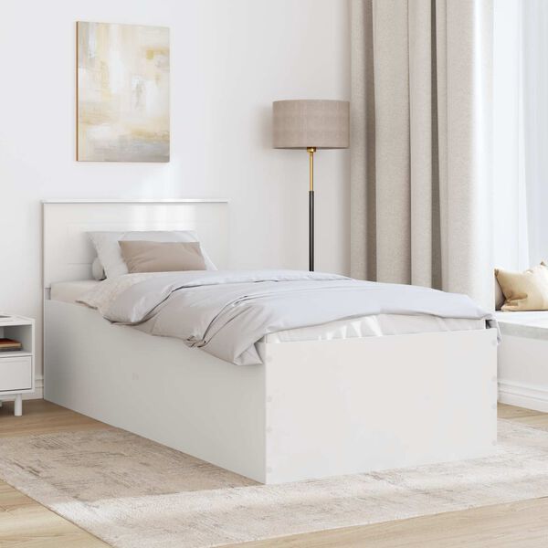 vidaXL Bed Frame with Headboard White 120 x 200 cm Engineered Wood