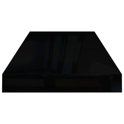 vidaXL Floating Wall Shelves 2 pcs High Gloss Black 60x23.5x3.8 cm MDF