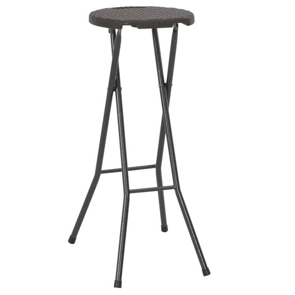 vidaXL Folding Bar Stools 2 pcs HDPE and Steel Brown Rattan Look