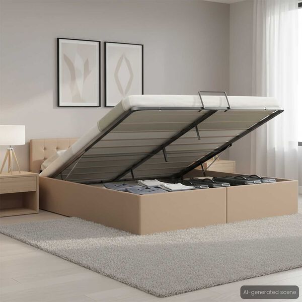 vidaXL Bed Frame without Mattress with Hydraulic Storage Cappuccino 160x200cm
