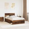 vidaXL Bed Frame with Headboard Old Wood 120 x 190 cm Solid Pine Wood