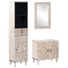 vidaXL Bathroom Furniture Set with Drawer 3 pcs White Solid Mango Wood